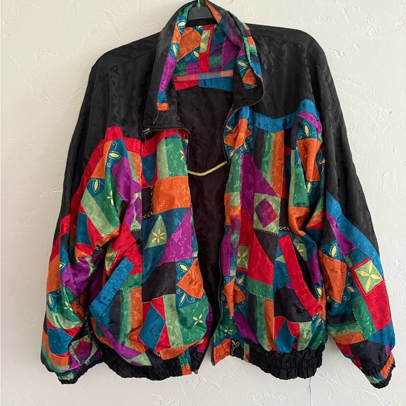 Vintage 90s Nouveau Monde Sport Color Block Windbreaker Jacket - Size Large - Picture 1 of 10